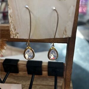 Gold and Light Pink Drop Earrings